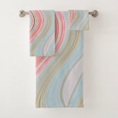 Rosa Wirbel aus Rosa Korallenminze, grüner Regenbo Badhandtuch Set (Insitu)