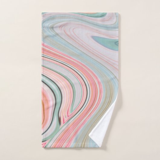 Rosa Wirbel aus Rosa Korallenminze, grüner Regenbo Badhandtuch Set (Handtuch)