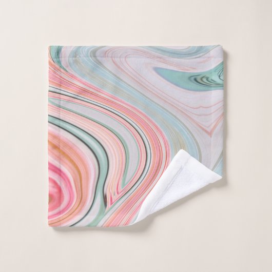 Rosa Wirbel aus Rosa Korallenminze, grüner Regenbo Badhandtuch Set (Waschlappen)