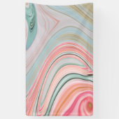 Rosa Wirbel aus Rosa Korallenminze, grüner Regenbo Banner (Vertikal)