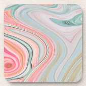 Rosa Wirbel aus Rosa Korallenminze, grüner Regenbo Getränkeuntersetzer (Vorderseite)
