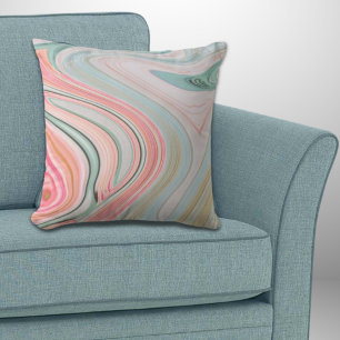 Rosa Wirbel aus Rosa Korallenminze, grüner Regenbo Kissen