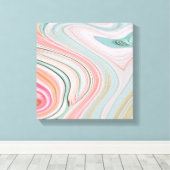 Rosa Wirbel aus Rosa Korallenminze, grüner Regenbo Leinwanddruck (Insitu (Holzboden))