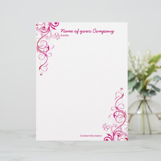 Rosa Wirbel Briefbogen (Stehend Vorderseite)