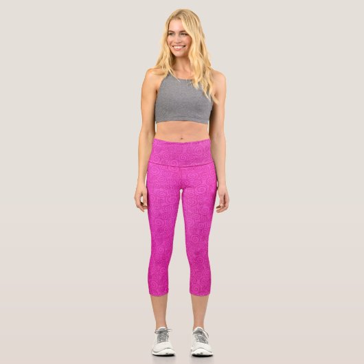 Rosa Wirbel Capri Leggings (Vorderseite)