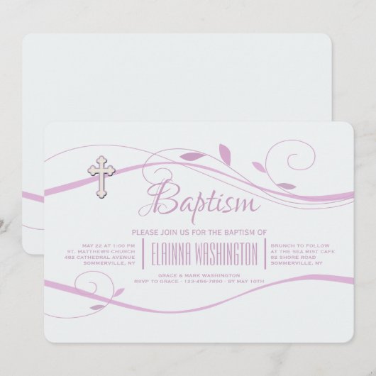 Rosa Wirbel Einladung (Vorne/Hinten)