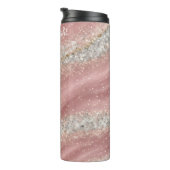 Rosa Wirbel Silver Glitzer Textur Thermosbecher (Nach rechts gedreht)