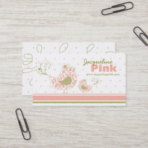 Rosa wirbelige fantastische Damast-Mama- und Baby- Visitenkarte