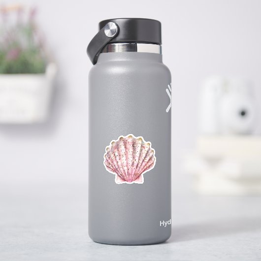 Rosa wirbellose Muschel Aufkleber (HydroFlask)