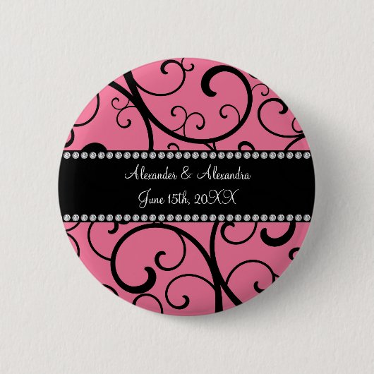 rosa Wirbels-Gastgeschenke Hochzeit Button (Vorderseite)