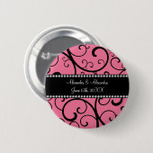 rosa Wirbels-Gastgeschenke Hochzeit Button (Vorne & Hinten)