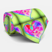 Rosa Wirble Herzen grün Krawatte (Gerollt)