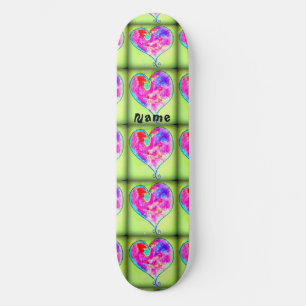 Rosa Wirble Herzen grün Skateboard
