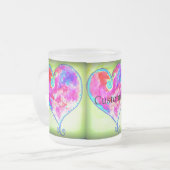 rosa Wirble Herzen Mattglastasse (Vorderseite Links)
