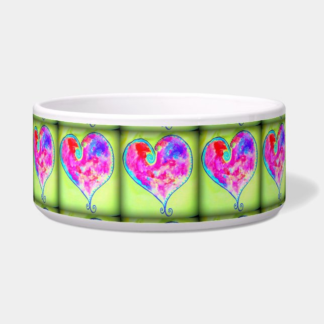 rosa Wirble Herzen Napf (Vorderseite)