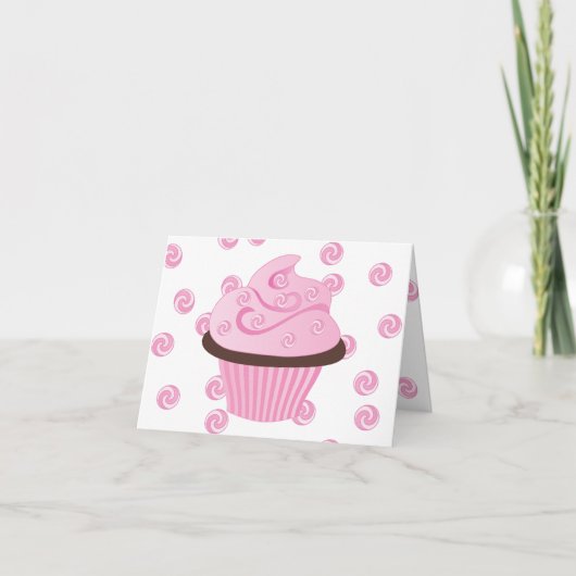Rosa Wirbler Kuchen mit Sprinklen Karte (Vorderseite)