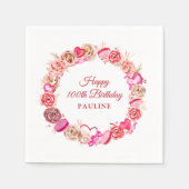 Rosa Wirbles Herz Valentins 100. Geburtstag Serviette (Vorderseite)