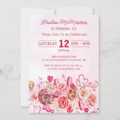 Rosa Wirbles Herz Valentins 18. Geburtstag Einladung (Vorderseite)