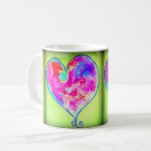 Rosa Wirbles Herzgrün Kaffeetasse (Vorderseite Links)