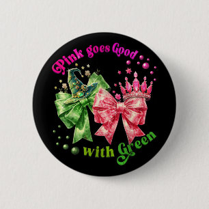 Rosa wird gut mit grünem Funny Halloween Wo Button