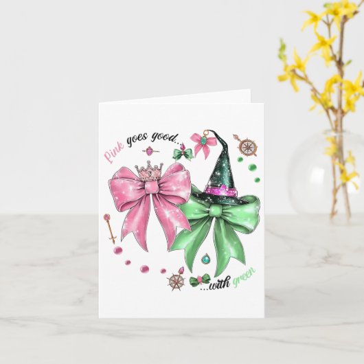 Rosa wird gut mit grünem Funny Halloween Wo Karte (Gelbe Blume)