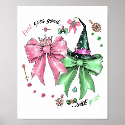 Rosa wird gut mit grünem Funny Halloween Wo Poster (Vorne)