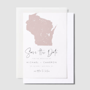 Rosa Wisconsin Karte Save the Date Minimalistisch Pergament Einladungen