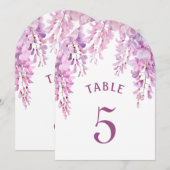 Rosa Wisteria-Torbogen-Tischnummer Einladung (Vorne/Hinten)