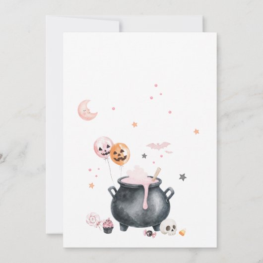 Rosa Witch Ghost Little Boo Baby Dusche Einladung (Rückseite)