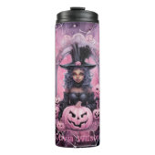 Rosa Witchy Spinnennetze Halloween Personalisiert Thermosbecher (Vorderseite)
