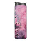 Rosa Witchy Spinnennetze Halloween Personalisiert Thermosbecher (Nach rechts gedreht)
