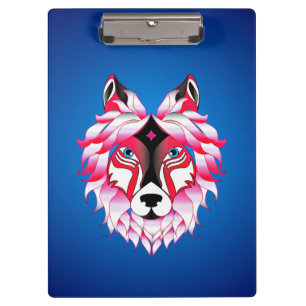 Rosa Wolf Head Artwork-24531 Klemmbrett