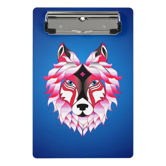 Rosa Wolf Head Artwork-24531 Mini Klemmbrett (Vorderseite)
