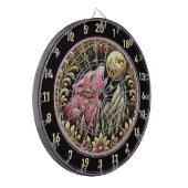 Rosa Wolfshauben Stärke unter dem Goldenen Mond Dartscheibe (Vorderseite Links)