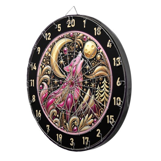 Rosa Wolfshauben unter dem Goldenen Mond Dartscheibe (Vorderseite rechts)