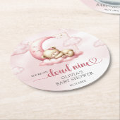 Rosa Wolke 9 Teddybär Mädchen Dusche Runder Pappuntersetzer (Angewinkelt)