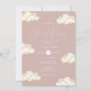 Rosa Wolke Baby Shower Einladung