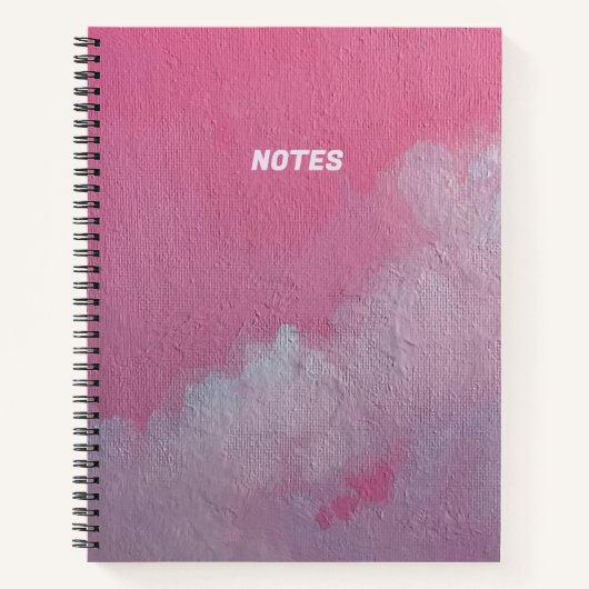 Rosa Wolken Baumwolle Bonbonheft Original Kunst Notizblock (Vorderseite)