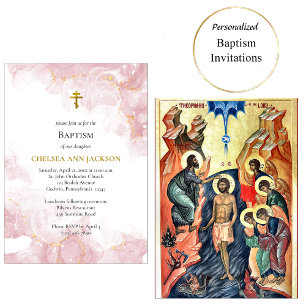 Rosa Wolken Orthodoxe Taufe Einladung