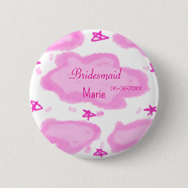 Rosa Wolken pastellfarbene Sterne Bräunungsmädchen Button