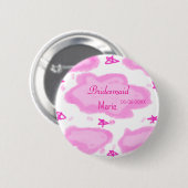 Rosa Wolken pastellfarbene Sterne Bräunungsmädchen Button (Vorne & Hinten)