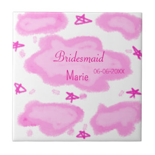 Rosa Wolken pastellfarbene Sterne Bräunungsmädchen Fliese