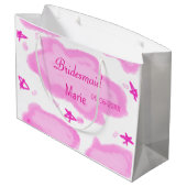 Rosa Wolken pastellfarbene Sterne Bräunungsmädchen Große Geschenktüte (Rückseite Schrägansicht)
