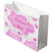 Rosa Wolken pastellfarbene Sterne Bräunungsmädchen Große Geschenktüte (Vorderseite Schrägansicht)