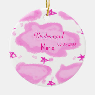 Rosa Wolken pastellfarbene Sterne Bräunungsmädchen Keramik Ornament