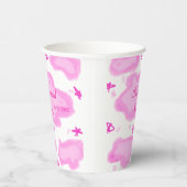 Rosa Wolken pastellfarbene Sterne Bräunungsmädchen Pappbecher (Rechts)