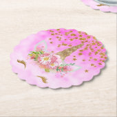 Rosa Wolken und Goldstars Einhorn Untersetzer (angewinkelt)