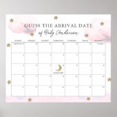 Rosa Wolken und Sterne schätzen den Fälligkeitskal Poster (Vorne)