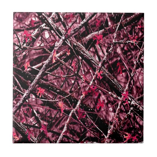 Rosa Woodland-Camouflage Fliese (Vorderseite)