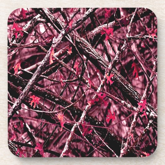 Rosa Woodland-Camouflage Getränkeuntersetzer (Vorderseite)